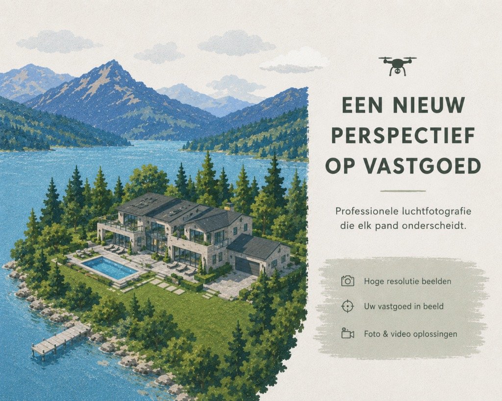 Dronebeeld van een vastgoedlocatie.